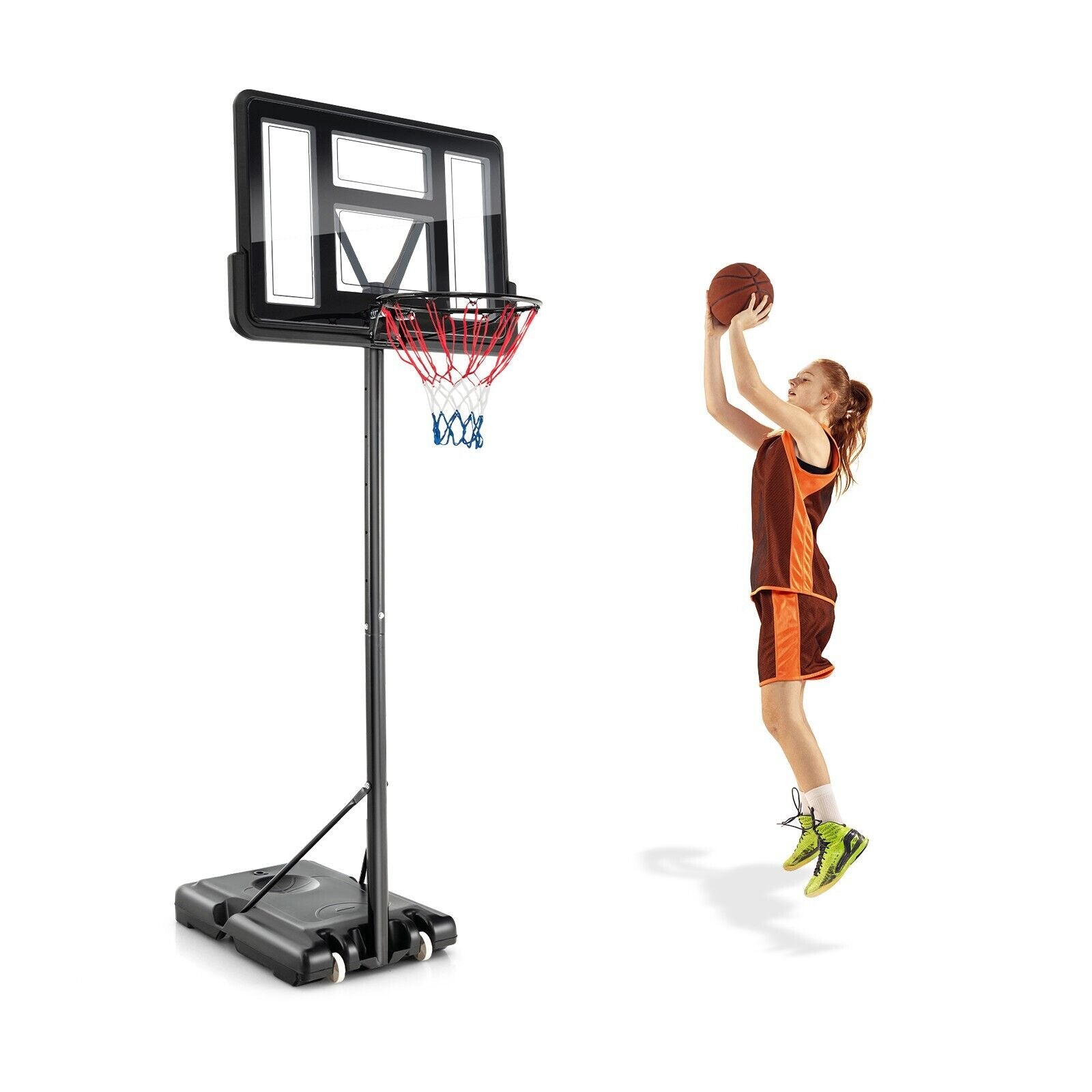 135-305cm Adjustable Basketball Hoop System with 2 Nets